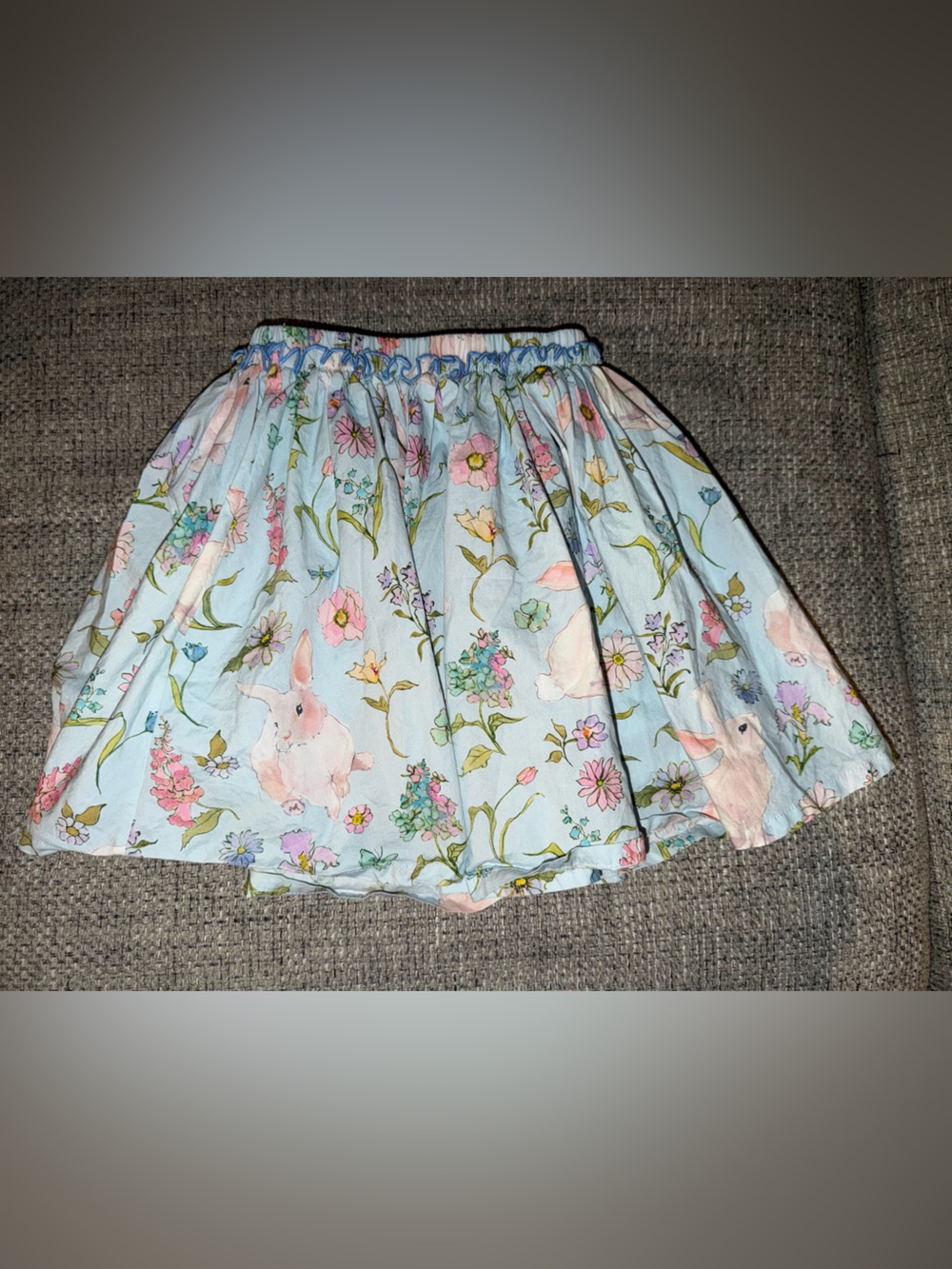 Pink Chicken Light Blue Floral & Bunny A-Line Skirt